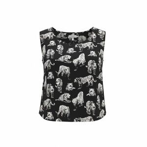 Seduction black and white tiger sleeveless  crop office top